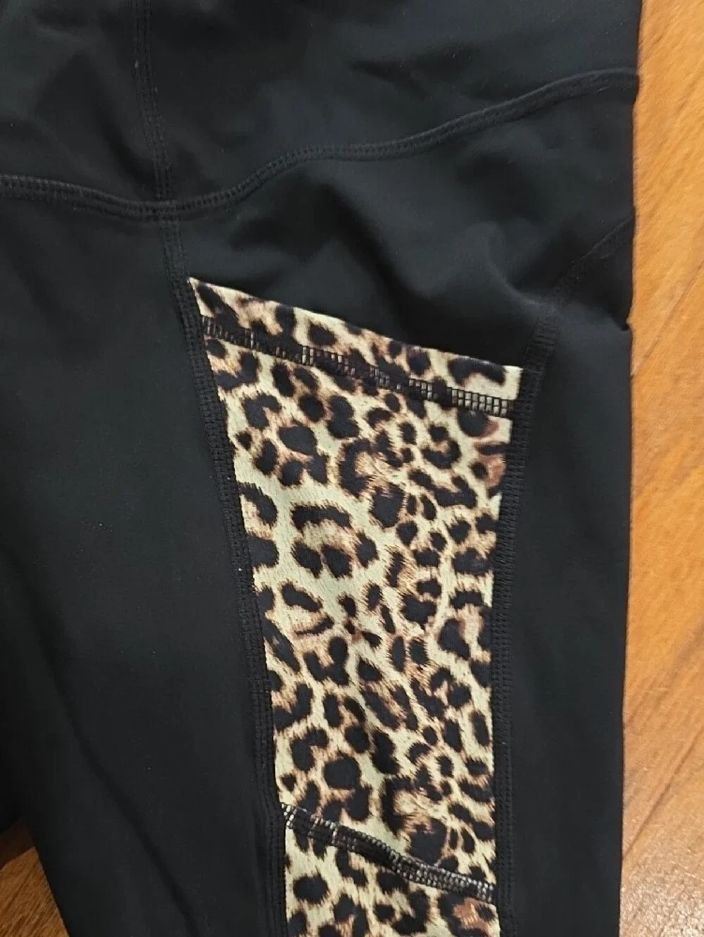 ZYIA Black Capris Leggings with Leopard Side Stripes - Picture 3 of 4